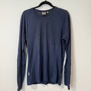 Icebreaker Mens Bodyfit 200 Long Sleeve Base Layer Shirt Navy Blue XL 100% Wool